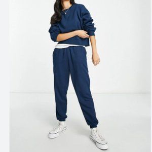Pull & Bear oversized sweatshirt & sweatpants set in navy